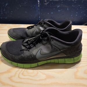 Nike Free Run+ 3 Shield Running Shoes | Black/Dark Grey-Electric Green (Size 12)
